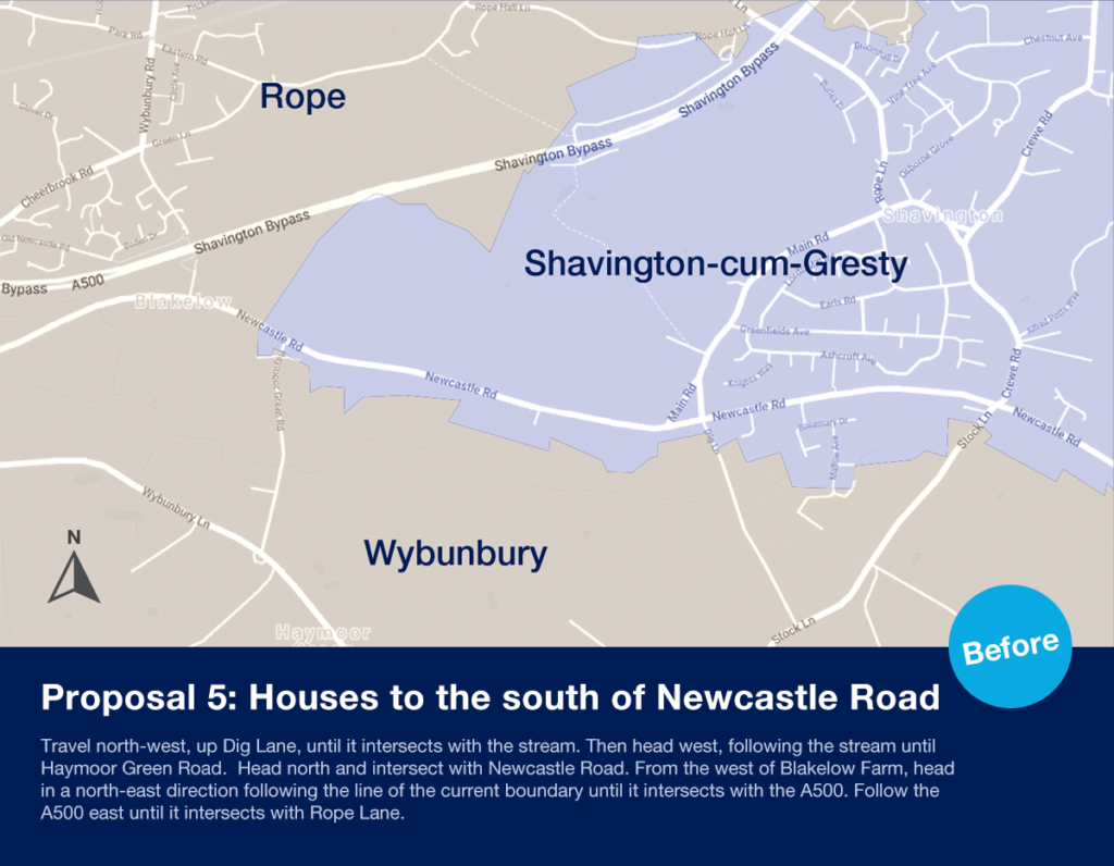 Map showing Boundary are 5 Houses to the South of Newcastle Road