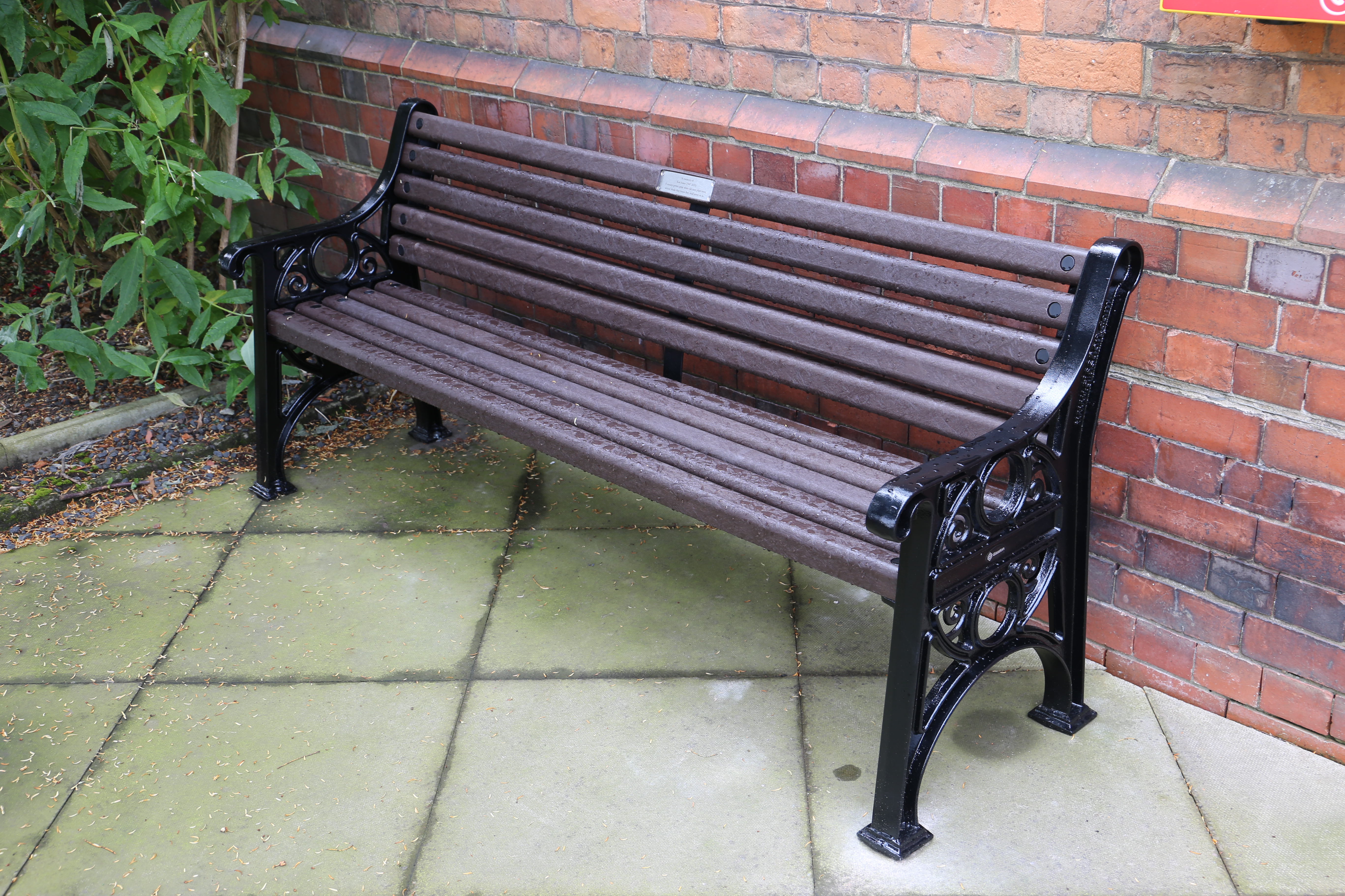 Commemorative bench in the Village Hall Garden