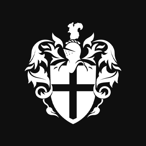Parish council crest in white with black surround